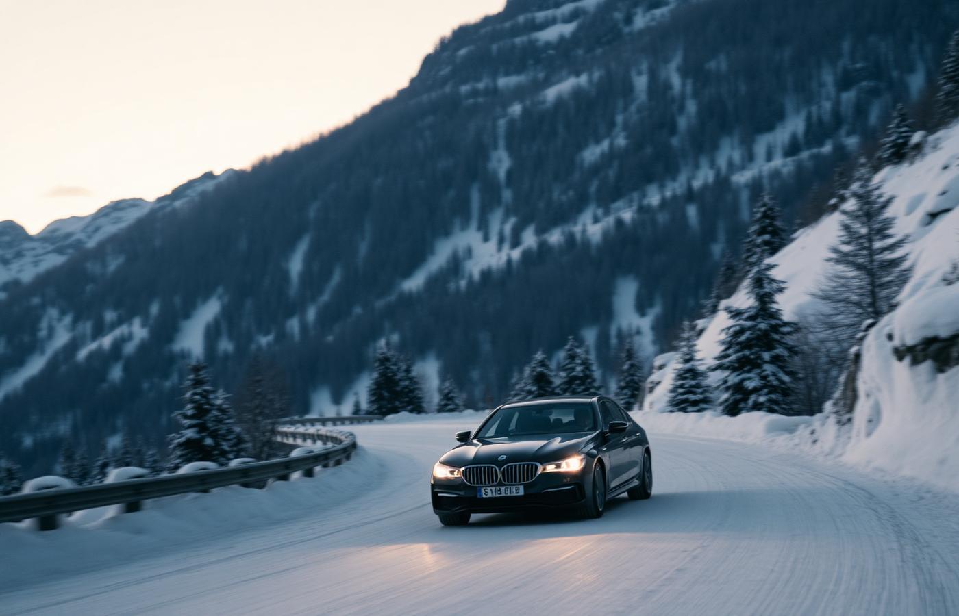Snowy alpine road